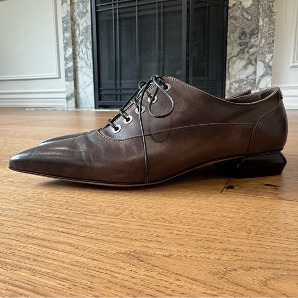 Capezzani Made In Italy Pointed Toe Oxford Flats - Size EU 38 - Brown - Picture 6 of 9